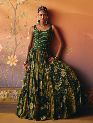 Seher green corset and layered skirt