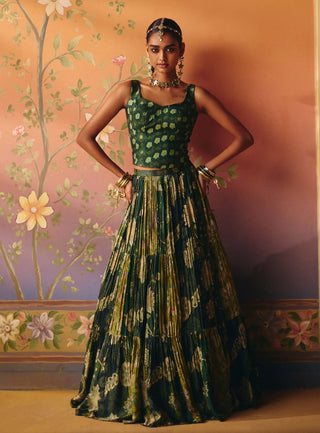 Seher green corset and layered skirt