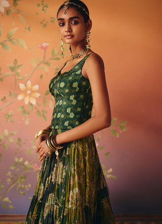 Seher green corset and layered skirt