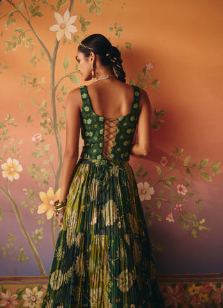 Seher green corset and layered skirt