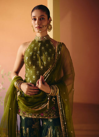 Seher green sharara set