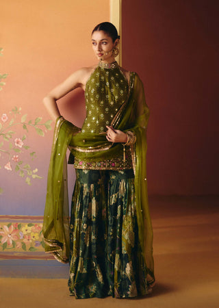 Seher green sharara set