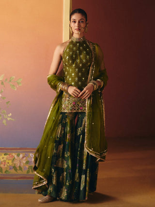 Seher green sharara set