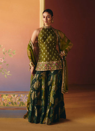Seher green sharara set