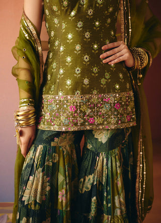 Seher green sharara set