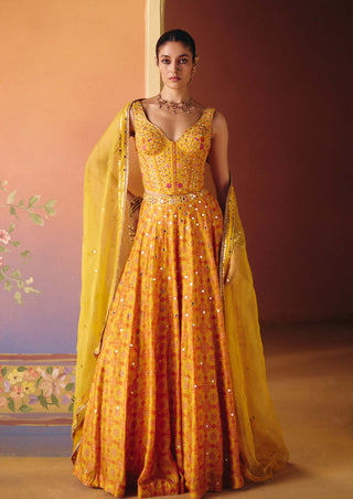 Soni yellow lehenga set