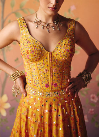 Soni yellow lehenga set
