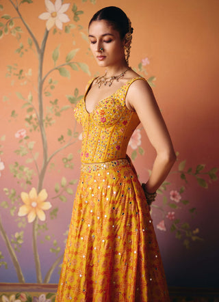 Soni yellow lehenga set