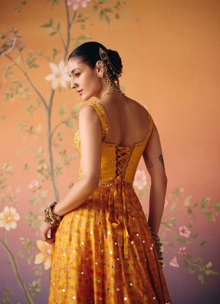 Soni yellow lehenga set