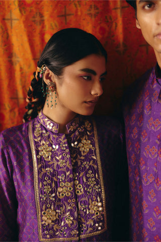 Imperial violet printed kurta set