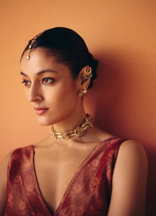 Meher rust lehenga with peplum top
