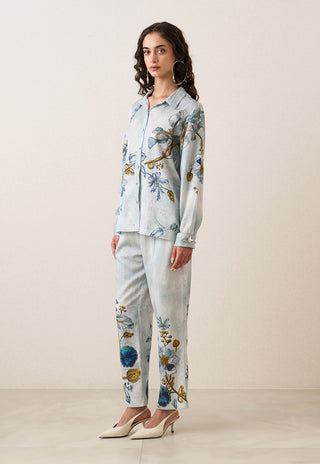 Rose shirt with straight-leg pants
