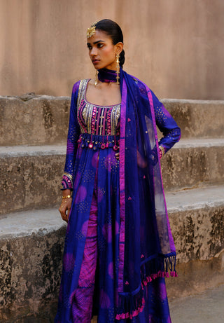 Aarya blue printed anarkali set