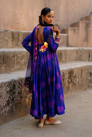 Aarya blue printed anarkali set