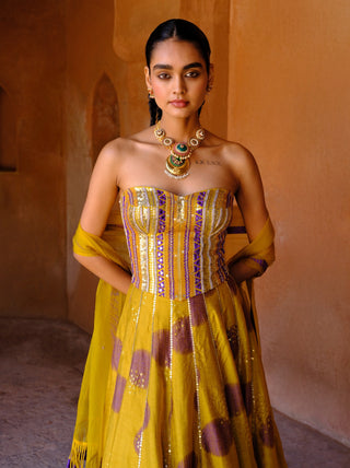 Navya yellow printed lehenga set