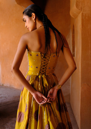 Navya yellow printed lehenga set