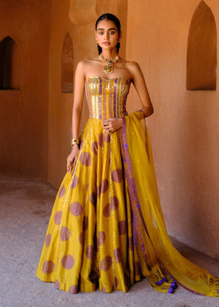 Navya yellow printed lehenga set