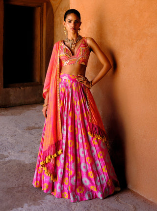 Suhana pink printed lehenga set