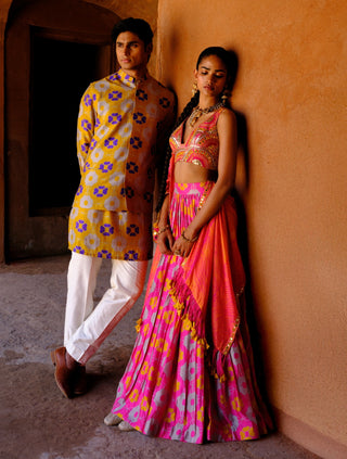 Suhana pink printed lehenga set