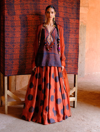 Inaaya rust printed lehenga set