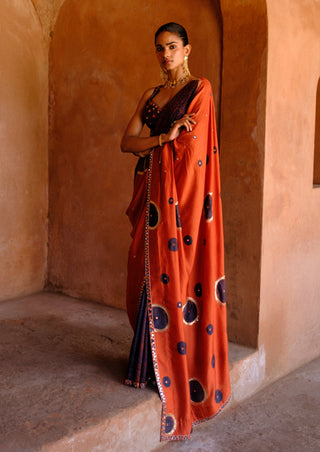 Inaaya rust printed sari and blouse
