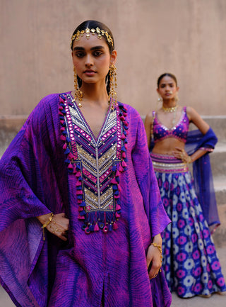 Aarya blue printed kaftan set