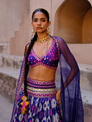 Aarya blue printed lehenga set
