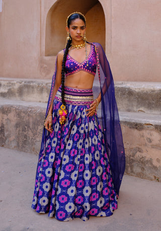 Aarya blue printed lehenga set
