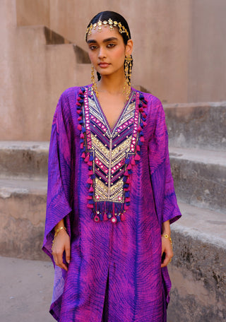 Aarya blue printed kaftan set