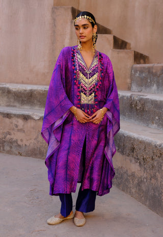 Aarya blue printed kaftan set