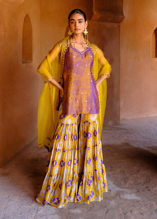 Navya yellow printed sharara set