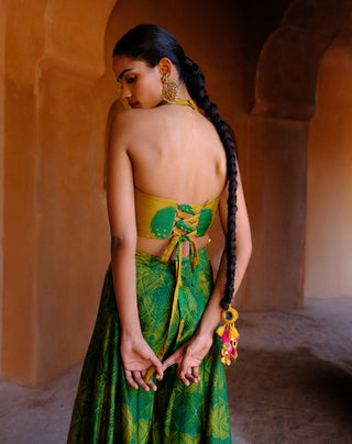 Tara green printed kali pant and top