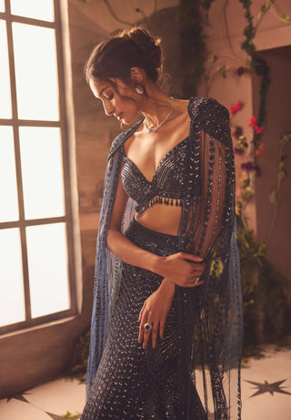 Dawn navy blue mermaid lehenga set