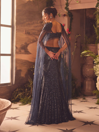 Dawn navy blue mermaid lehenga set