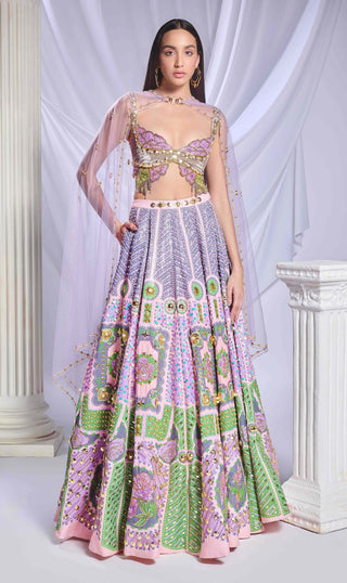 Dear Dahlia Multicolor Lehenga Set by Papa Don'T Preach By Shubhika, available on Indiaspopup.com