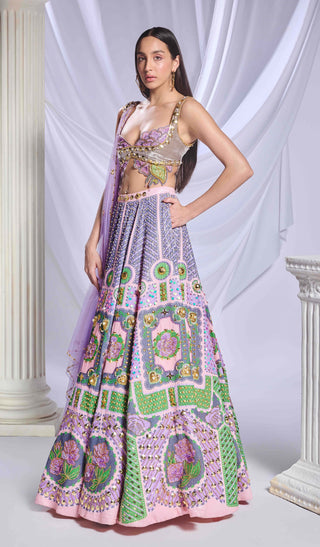 Dear Dahlia Multicolor Lehenga Set by Papa Don'T Preach By Shubhika, available on Indiaspopup.com