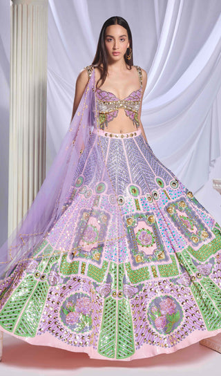 Dear Dahlia Multicolor Lehenga Set by Papa Don'T Preach By Shubhika, available on Indiaspopup.com