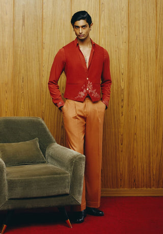 Rust tweed waistcoat ensemble