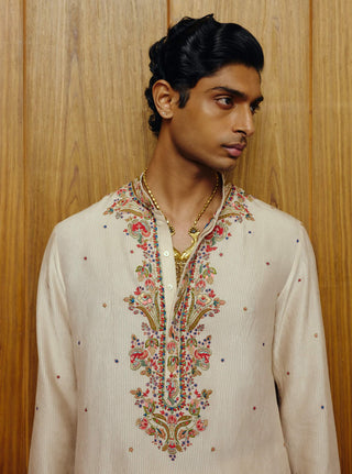 Ivory kashidakari embroidered kurta and pant