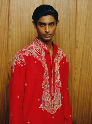 Scarlet kashidakari embroidered kurta and pant