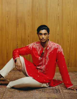 Scarlet kashidakari embroidered kurta and pant