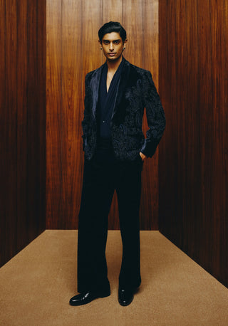 Midnight paisley velvet tuxedo set