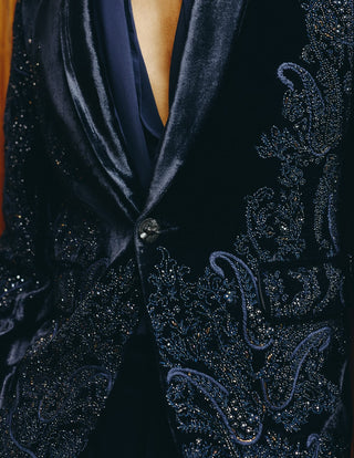 Midnight paisley velvet tuxedo set