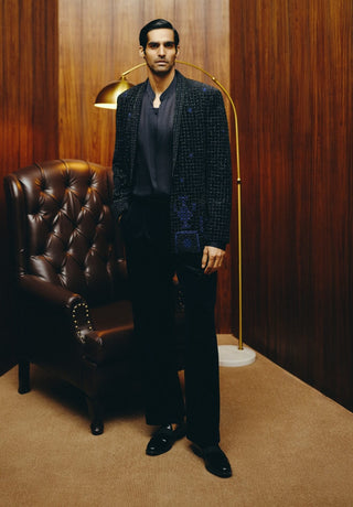 Black velvet swarovski tuxedo set