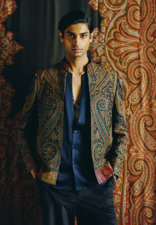 Kashidakari embroidered jacket and pant set