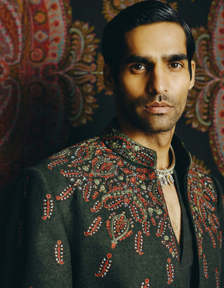 Charcoal grey tweed jacket and pant set