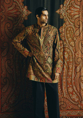 Black kashidakari kurta and pant