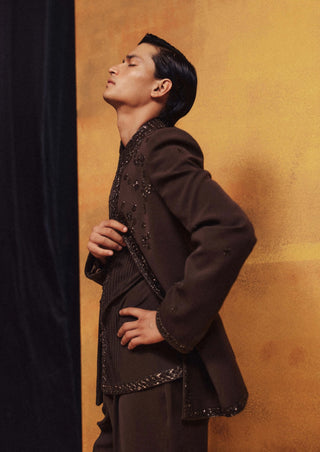 Obsidian mocha open jacket set