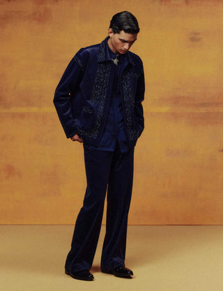 Prussian noir open jacket set