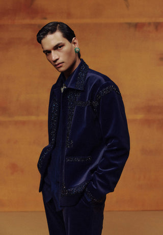 Prussian noir open jacket set